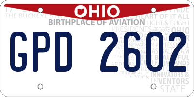 OH license plate GPD2602
