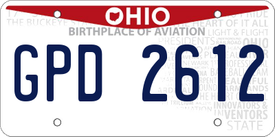 OH license plate GPD2612