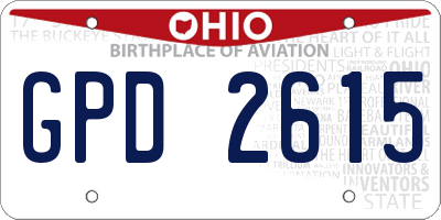 OH license plate GPD2615