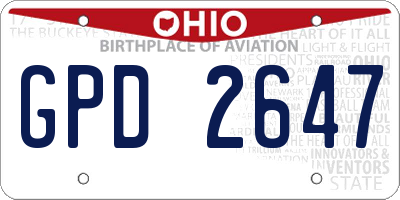 OH license plate GPD2647
