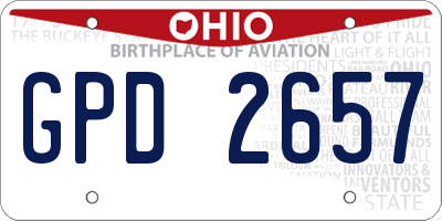 OH license plate GPD2657