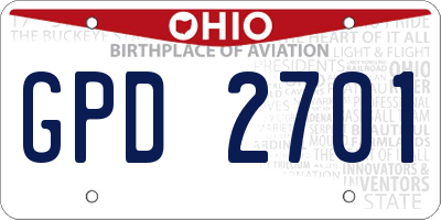 OH license plate GPD2701