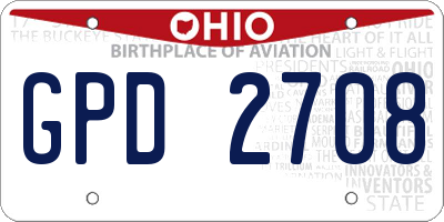 OH license plate GPD2708