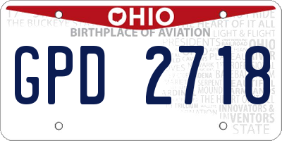 OH license plate GPD2718