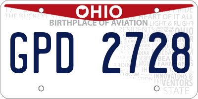 OH license plate GPD2728