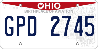 OH license plate GPD2745
