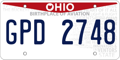 OH license plate GPD2748