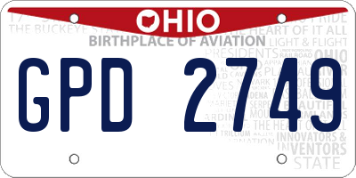 OH license plate GPD2749