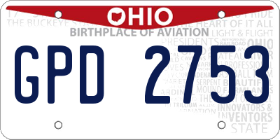 OH license plate GPD2753
