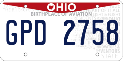 OH license plate GPD2758