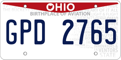 OH license plate GPD2765