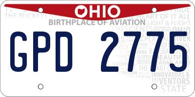 OH license plate GPD2775