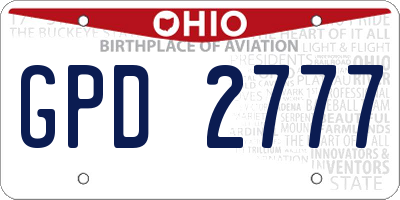 OH license plate GPD2777