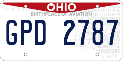 OH license plate GPD2787