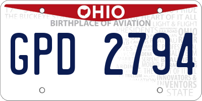 OH license plate GPD2794