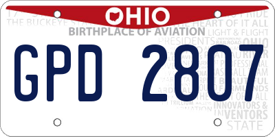 OH license plate GPD2807