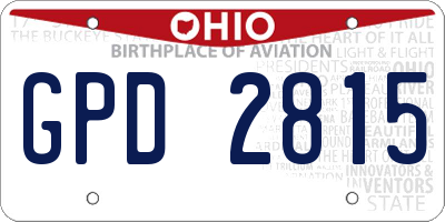 OH license plate GPD2815