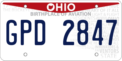 OH license plate GPD2847