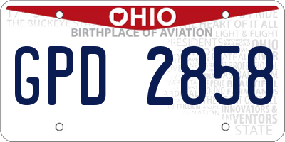 OH license plate GPD2858