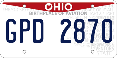 OH license plate GPD2870