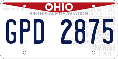 OH license plate GPD2875