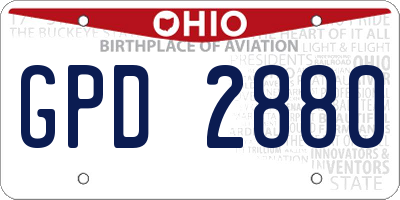 OH license plate GPD2880
