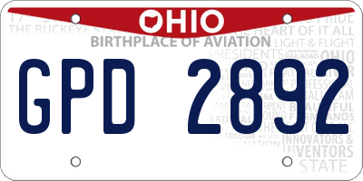 OH license plate GPD2892