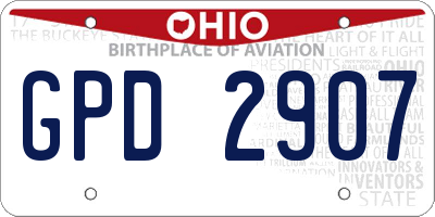 OH license plate GPD2907