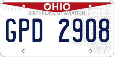 OH license plate GPD2908