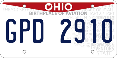 OH license plate GPD2910