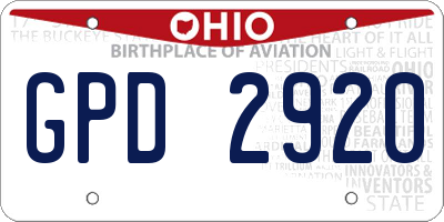 OH license plate GPD2920