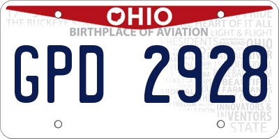 OH license plate GPD2928