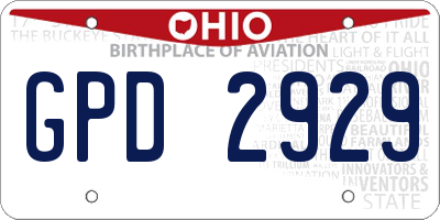 OH license plate GPD2929