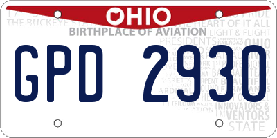 OH license plate GPD2930