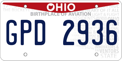 OH license plate GPD2936