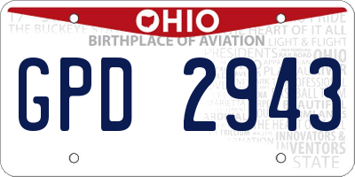 OH license plate GPD2943
