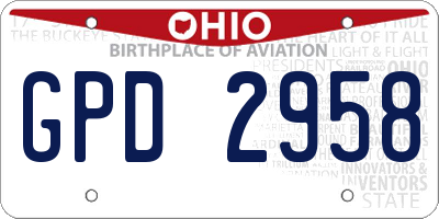 OH license plate GPD2958