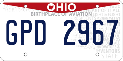 OH license plate GPD2967
