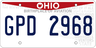 OH license plate GPD2968