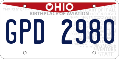 OH license plate GPD2980