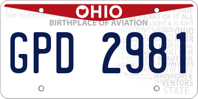 OH license plate GPD2981
