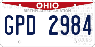 OH license plate GPD2984