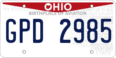 OH license plate GPD2985