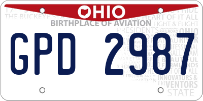 OH license plate GPD2987