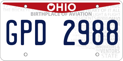 OH license plate GPD2988