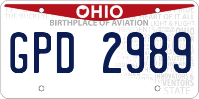 OH license plate GPD2989