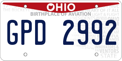 OH license plate GPD2992