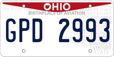 OH license plate GPD2993