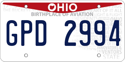 OH license plate GPD2994