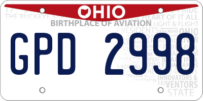 OH license plate GPD2998